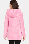 Rosaline Minky Plush Fleece Knit Poly Hooded Cardigan - Candy Pink — thumbnail 3
